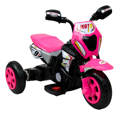 Motocicleta Montable Para Niños 3 Ruedas Sonido,luz 6v Color Rosa