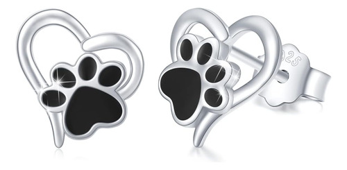 Pendientes De Pata De Perro De Plata De Ley 925 Con Diseño Y