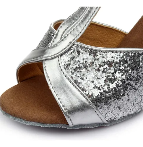 Sandalias De Baile Latino Con Lentejuelas Mujer, Tango Etc