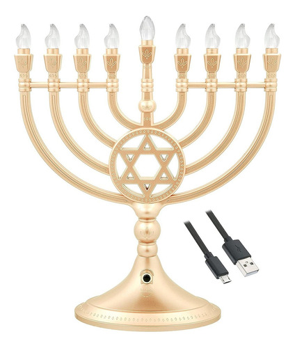 Menorah De Hanukkah De  Eléctrico Led Tradicional  Ali...