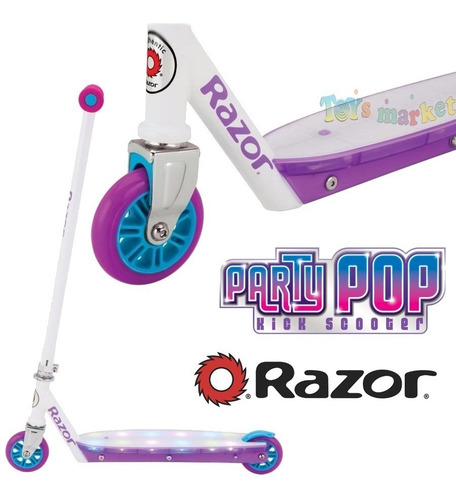 Monopatin De Acero Con 2 Ruedas Y Luces Led Party Pop Razor