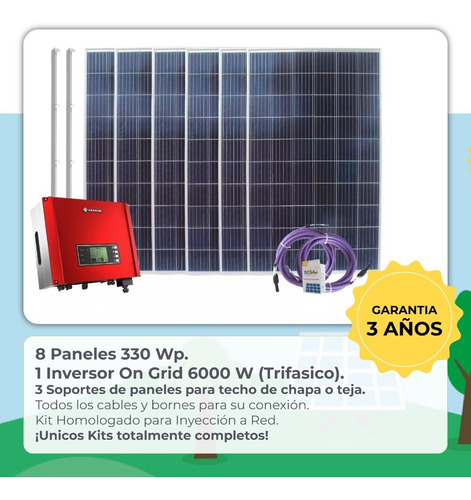 Kit Solar Paneles 8 X 330w On Grid Trifasico Inyeccion 3on