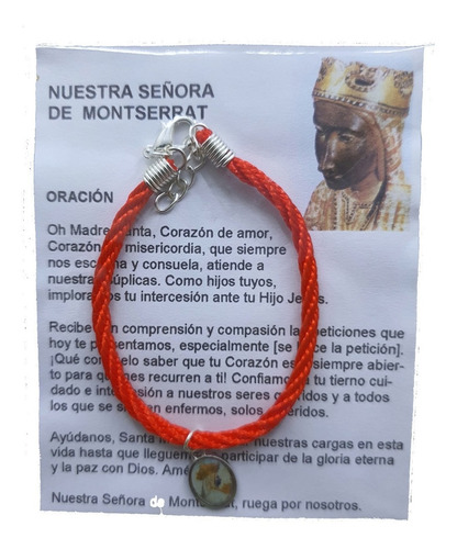 Pulsera Virgen De Montserrat, Cordón, Hecha A Mano.