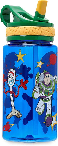 Disney Store Botella De Agua Con Popote Toy Story Azul 473ml