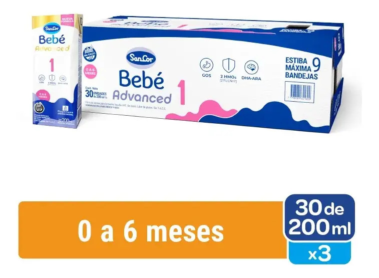 Leche Sancor Bebé 1 Advanced X90 200ml Nueva Fórmula Sin Sabor