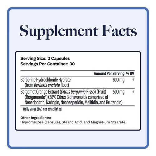 Berbercol | 500 Mg De Bergamota Citrica (como Bergamonte) Y