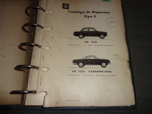 Volkswagen 1500 Tipo 3 Catalogo De Repuestos Original