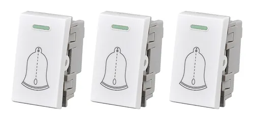 Pack 3 Modulo Interruptor Pulsador 10a 250v Campana Blanco
