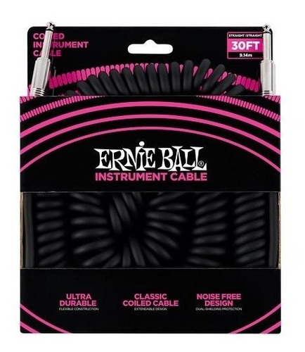 Ernie Ball 6044 Cable Guitarra 9.14 Mts Negro Plug Recto