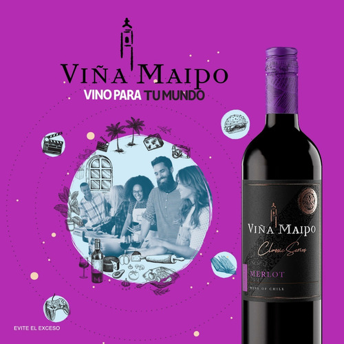 Vino Tinto Viña Maipo Classic Series Merlot 750 Ml