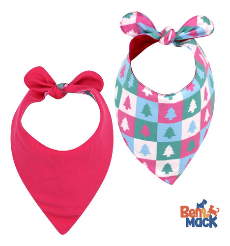Set De 3 Pañuelos Para Perro Chico Navideño Doble Vista