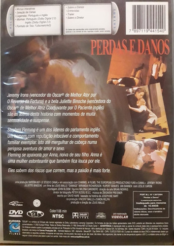 Imagem 2 de 5 de Dvd - Perdas E Danos - Jeremy Irons E Juliette Binoche