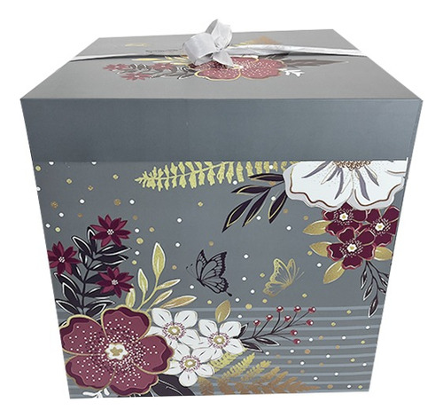 Caja De Regalo Sorpresa Desayuno Plegable 30cm Flores 5049