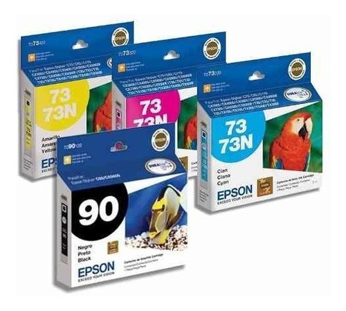 Combo Cartuchos Epson 73n 73 Colores + 90 Negro Originales