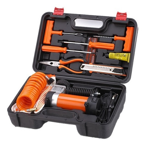 Imagen 3 de 10 de Compresor De Aire Portatil 12v Daewoo Aluminio + Maletin Kit