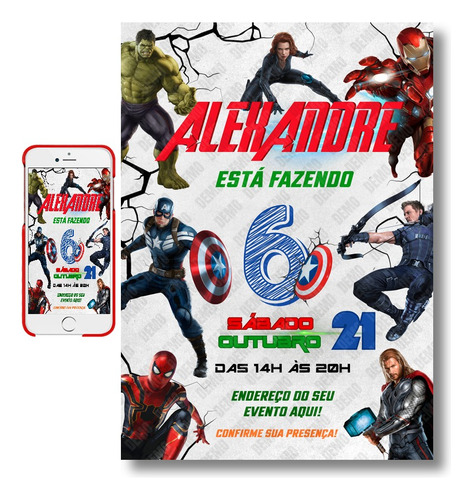 Convite Digital Aniversário Super Herói