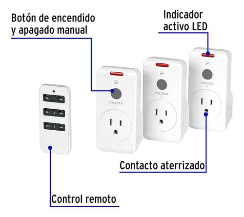 Juego De 3 Contactos Con Control Remoto Volteck 49489