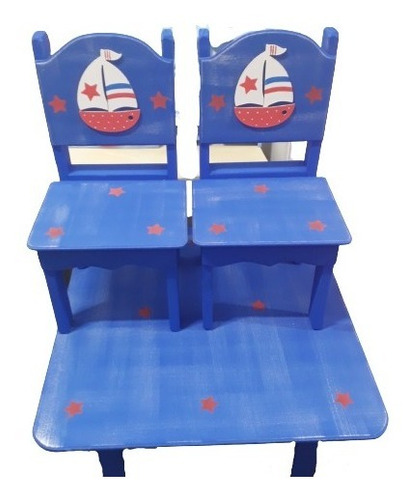 Juego De Mesa Y 2 Sillas Infantil Pintada Decorada