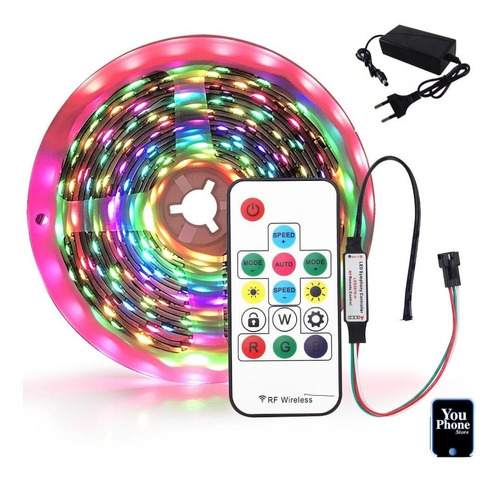 Tira Luces Led Rgb Control 5 Metros Efecto Rainbow Arcoiris