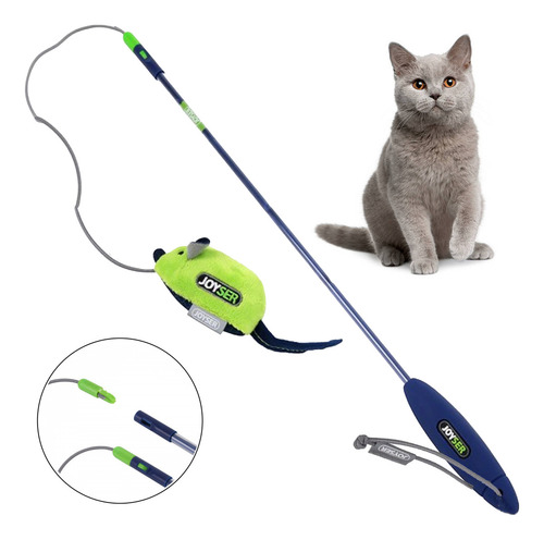 Juguete Para Gato Cat Teaser Varita Caña Y Raton Joyser Color Verde