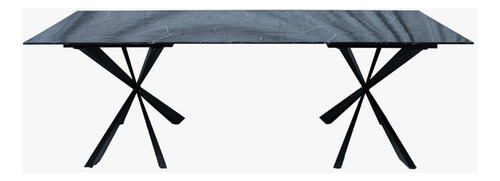 Mesa Neolith Spl Marmol 2.40 X 1,20 M Base Hierro Calidad Marmolado Símil Mármol Negro