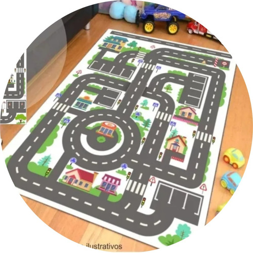 Tapete Brincar Pista Hot Wheels Mini Cidade 100x65cm Lona