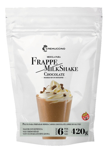 Imagen 1 de 4 de Frappe Milkshake Chocolate 420gr Cremuccino Licuado Cafe