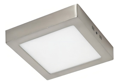 Foco Led Panel Plafón Níquel Cuadrado 17cm Sobrepuesto 12w Estructura Níquel Blanco Neutro 4000 °k