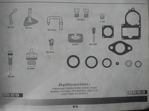 Repuesto Carburador Vw Sedan,combi 1.6 73-84 Solex 1g.