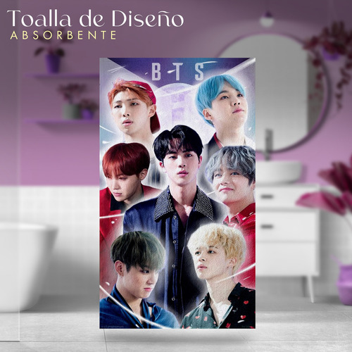 Toalla De Baño Bts Army Kpop Microfibra Poliester Diseño