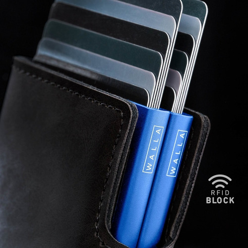 Imagen 2 de 5 de Billetera Walla Wallets Doble - Vintage Black & Blue
