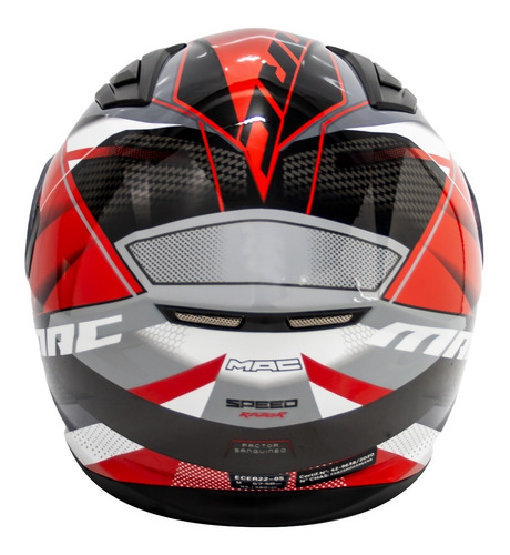 Imagen 6 de 10 de Casco Moto Integral Speed Razor Mac Gris Blanco Rojo Gloss