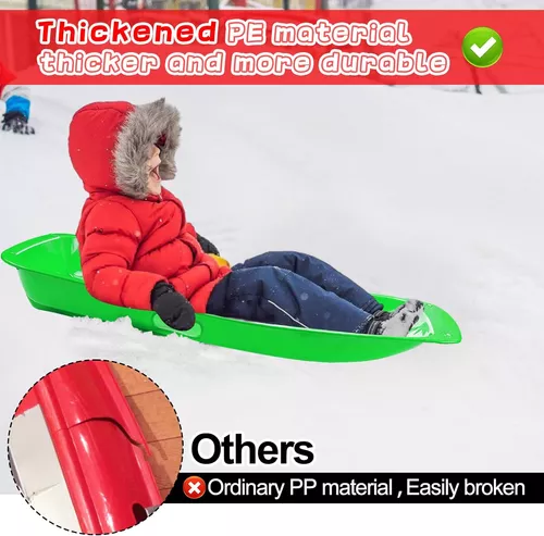 Trineo de nieve de plástico para niños y adultos, trineo flexible con  cuerda de tracción para 1-2 jinetes, trineo de nieve de invierno cuesta  abajo al
