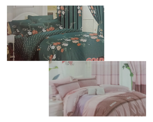 Imagen 10 de 10 de Colcha Set 7 Piezas + 2 Cortinas + Juego Sábanas