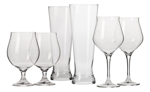 Set Copas Cerveceras Degustación Krosno Goblet Pilsener Teku Color Cristal