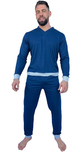 Pijama Masculino De Malha Algodão Inverno/verão Meia Estação