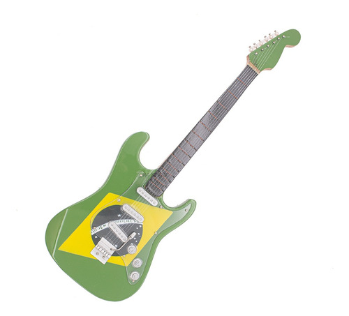 Miniatura Mini Guitarra Bandeira Do Brasil Decoração Madeira