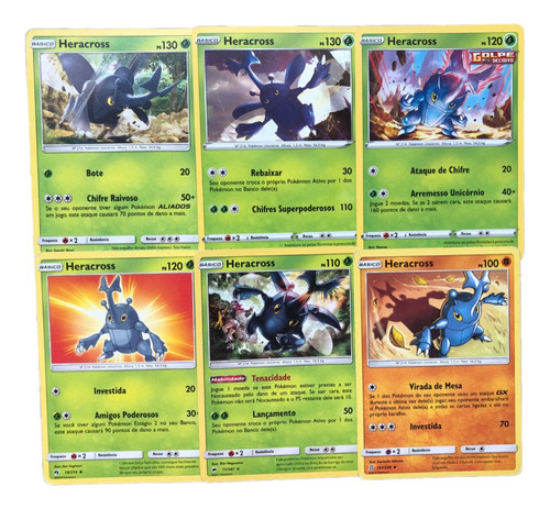 Lote Coleção 6 Cartas Pokémon Heracross