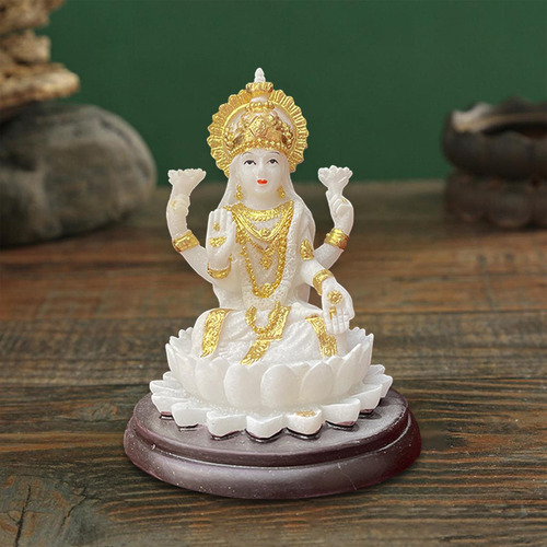Deusa Hindu Lakshmi Estátua Desktop Ornamento Resina