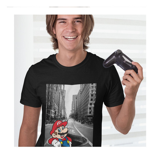 Playera De Hombre Mario Bros Nyc Original Nintendo Algodón
