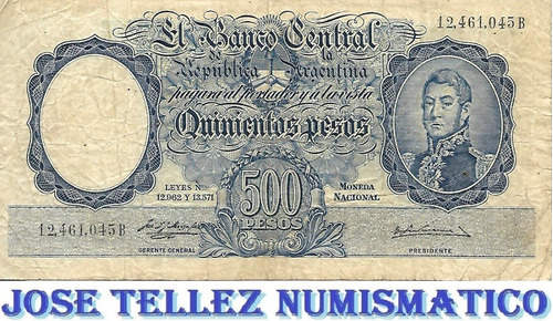 Bottero 2102 $ 500 Moneda Nacional Serie B B+ Palermo