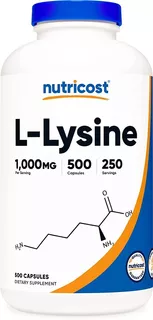 Original Nutricost L-lisina L-lysine 1000 Mg, 500cap, 250ser