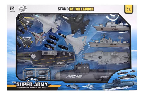 Playset Naval Con Porta Aviones De Lanzamiento Color Gris