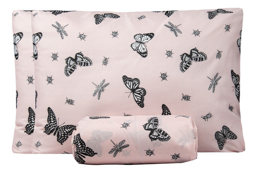 Jogo De Lençol Casal Padrão 3 Peças 180 Fios Estampado Cor Mariposa