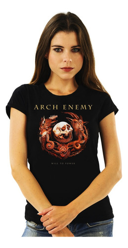Polera Mujer Arch Enemy Will Of Power Metal Impresión Direct
