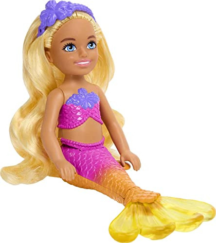 Barbie Muñeca Chelsea De Sirena Con Cabello Rubio Ondulado Y