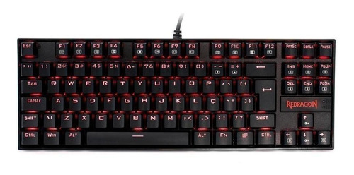 Imagem 1 de 3 de Teclado gamer Redragon Kumara K552-2 QWERTY Outemu Brown português Brasil cor preto com luz vermelho