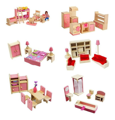 1 Set 1:12 Miniatura Casa De Muñecas Muebles De Madera Para