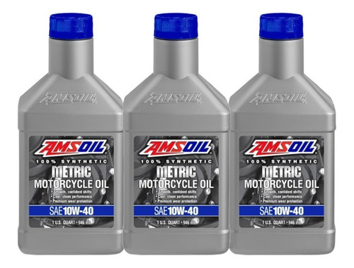 Pack 3 Amsoil 10w40 Metric. Aceite De Moto Full Sintético