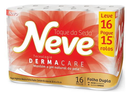 Papel Higiênico Toque Da Seda Dermacare 16 Unidades 30m Neve